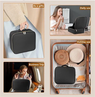 Reismake -upkoffers met verlichte spiegel